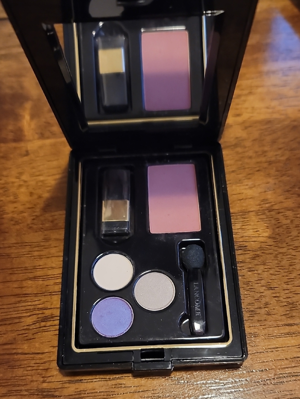 Lancome Paris Purple Eyeshadow and Blush Palette - Soft Purple, Silver, White